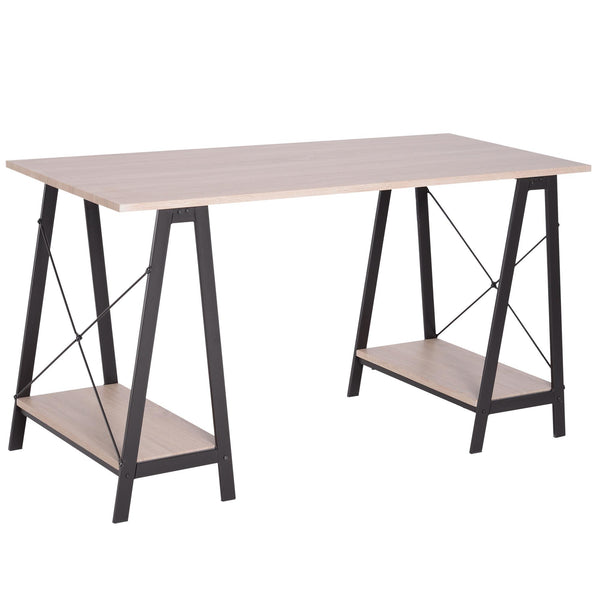 Industrieller Schreibtisch aus Metall und MDF-Holz Holz und schwarze Regale 140x60x75 cm online