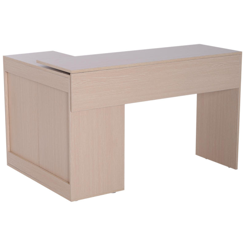 Scrivania da Ufficio Angolare con 2 Ripiani e 2 Cassetti Legno Rovere 117x82x74 cm 