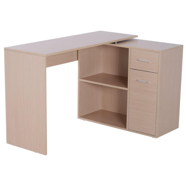 sconto Eckschreibtisch mit 2 Regalen und 2 Schubladen Eichenholz 117x82x74 cm