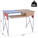 Scrivania da Ufficio in Legno e Piano in Vetro con Cassetto e Porta Tastiera Estraibile 105x55x75 cm 