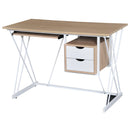 Scrivania da Ufficio in Acciaio Bianco e Legno Rovere con Cassetti 110x55x76 cm 