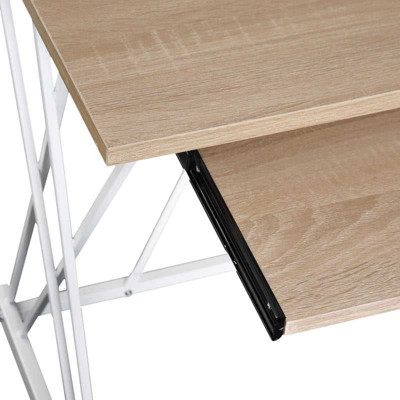 Scrivania da Ufficio in Acciaio Bianco e Legno Rovere con Cassetti 110x55x76 cm 