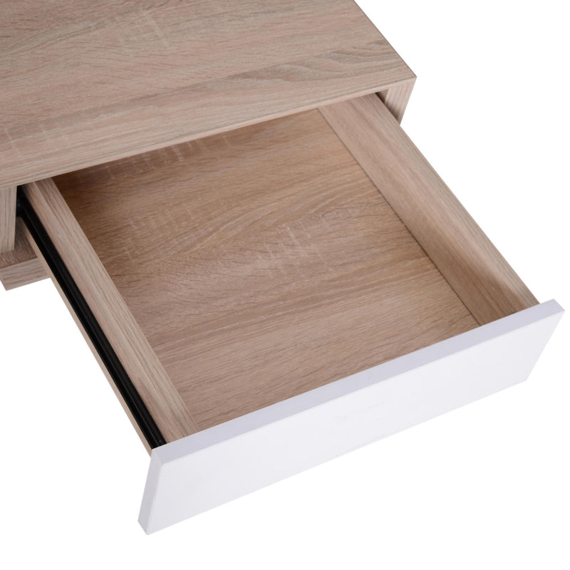 Scrivania da Ufficio con Cassetto in Legno e Acciaio Bianco e Rovere 120x60x80 cm 