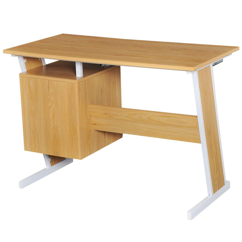 Scrivania da Ufficio con 2 Cassetti e Ripiano Tastiera Scorrevole in Legno 105x54x75 cm 