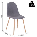 Set 2 Sedie da Pranzo Design Moderno in Lino con Gambe in Metallo Grigio 