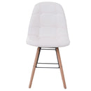 Set 2 Sedie da Pranzo di Design Imbottite con Gambe in Legno e Metallo Crema 