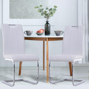 Set 2 Sedie Design Moderno in Metallo con Rivestimento in Pelle PU Bianco 