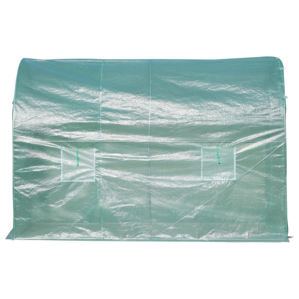Tunnelgewächshaus Stahlkonstruktion mit 4 grünen Fenstern 250x200x210 cm sconto
