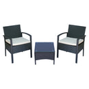 Set Salotto da Giardino 2 Poltroncine e Tavolino con Cuscini Rattan Sintetico Nero 