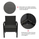 Set Salotto da Giardino 2 Poltroncine e Tavolino con Cuscini Rattan Sintetico Nero 