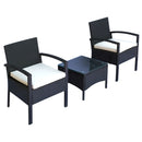 Set Salotto da Giardino 2 Poltroncine e Tavolino con Cuscini Rattan Sintetico Nero 
