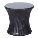 Set Salotto da Giardino in Rattan Sintetico 2 Poltroncine Tonde con Tavolino e Cuscini Marrone 