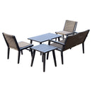 Set Salotto da Giardino in Rattan Sintetico Panca Poltroncine e Tavolo Marrone e Beige 