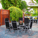 Set Tavolo e 6 Sedie Pieghevoli da Giardino in Ferro e Tessuto di Texilene 