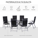 Set Tavolo e 6 Sedie Pieghevoli da Giardino in Ferro e Tessuto di Texilene 