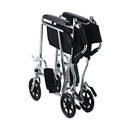 Sedia a Rotelle Pieghevole in Tubi di Ferro e Tessuto Oxford Nero ed Argento 92.5x62x98 cm 