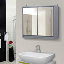 Specchio Armadietto da Bagno Pensile Doppia Porta con Ripiano Regolabile Grigio 48x14.5x45 cm 
