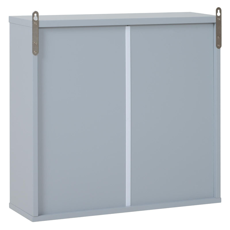 Specchio Armadietto da Bagno Pensile Doppia Porta con Ripiano Regolabile Grigio 48x14.5x45 cm 