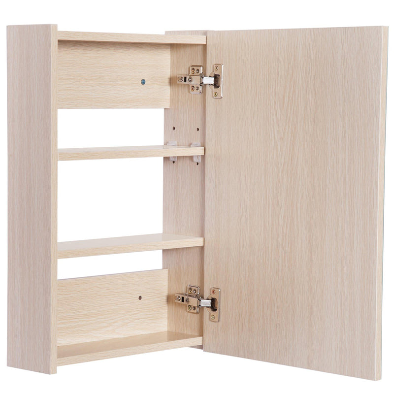 Specchio Armadietto da Bagno Pensile 3 Ripiani Interni in Legno Rovere 40x60x13,5 cm 