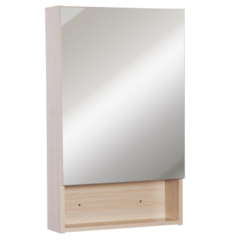 Specchio Armadietto da Bagno Pensile Ripiano in Legno 50x80x13,5 cm 