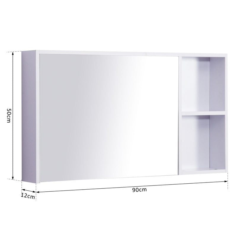 Specchio Armadietto da Bagno Pensile Bianco 90x50x12 cm 