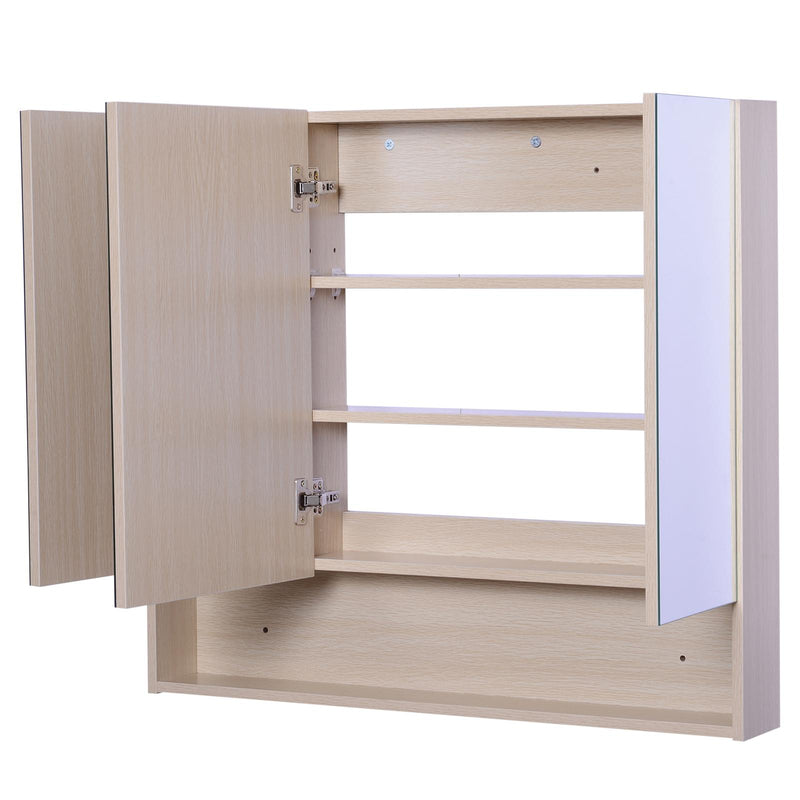 Specchio Armadietto da Bagno Pensile 3 Ante in Legno 90x13.5x80 cm 