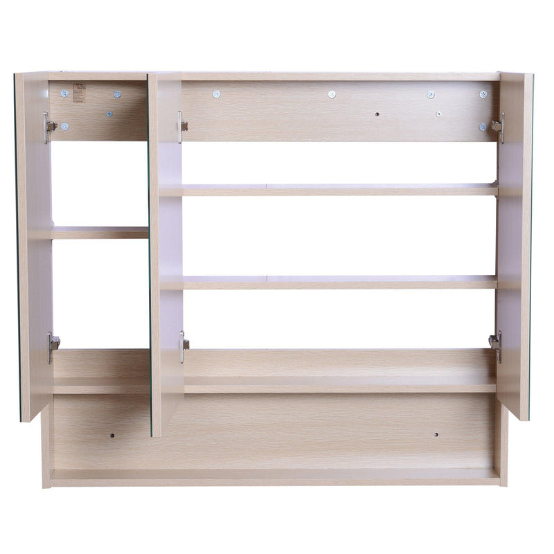 Specchio Armadietto da Bagno Pensile 3 Ante in Legno 90x13.5x80 cm 