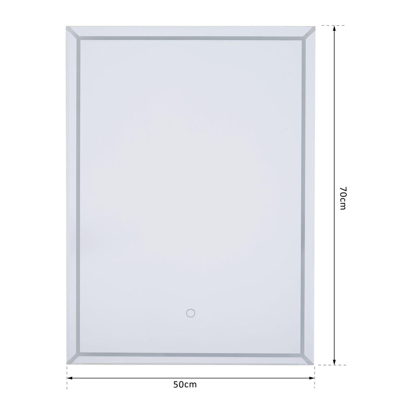 Specchio da Bagno con Illuminazione a LED e Interruttore Touch in Vetro e Alluminio 50x3x70 cm 