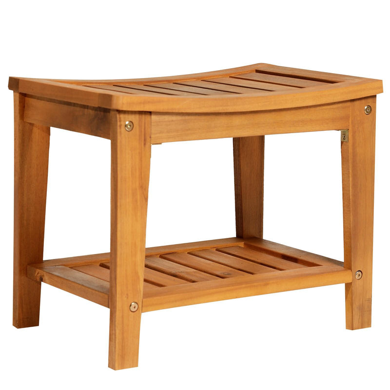 Sgabello Panchina da Bagno e Doccia in Legno di Acacia 53x35x43 cm 