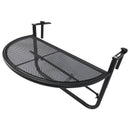 Tavolino Sospeso da Balcone Regolabile in Ferro Nero 60x45x50 cm 