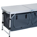 Tavolino da Campeggio Pieghevole con Ripiano Portavivande in Alluminio Bianco 