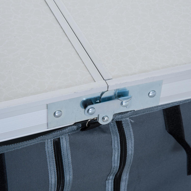 Tavolino da Campeggio Pieghevole con Ripiano Portavivande in Alluminio Bianco 