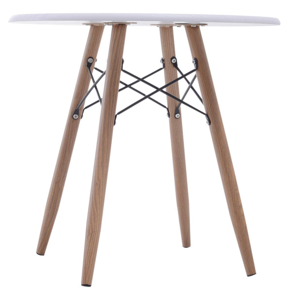 Runder Couchtisch aus Holz und weißem Metall Ø60x55 cm sconto