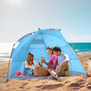 Tenda da Spiaggia Impermeabile Pop Up con Corde e Picchetti Azzurro 