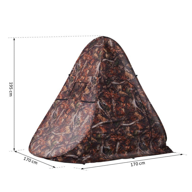 Tenda da Caccia e Fotografia Pop Up per 2 Persone in Tessuto Oxford 170x170x195 cm 