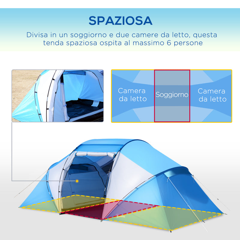 Tenda da Campeggio per 6 Persone 460x230x195 cm 
