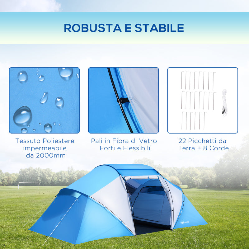 Tenda da Campeggio per 6 Persone 460x230x195 cm 