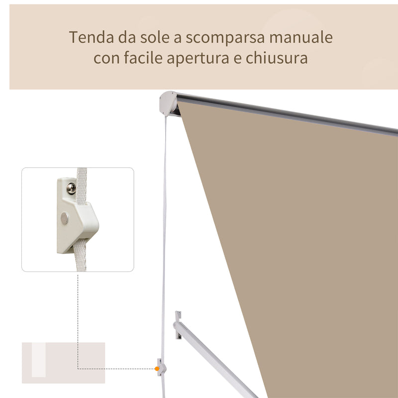 Tenda da Sole Avvolgibile a Parete a Caduta Impermeabile Beige 180x70 cm 
