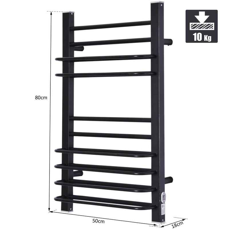 Scaldasalviette Elettrico 200W da Parete Nero 50x18x80 cm 