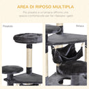 Albero Tiragraffi per Gatti a 4 Livelli in Peluche Sisal Naturale Grigio 40x40x132 cm 