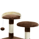 Albero Tiragraffi per Gatti in Peluche e Sisal con Cucce e Pallina Caffè e Crema 50x50x132 cm 