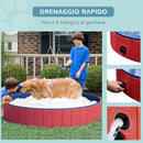 Piscina per Animali Domestici in Plastica Bordo Stabile Ø160x30 cm Rossa 
