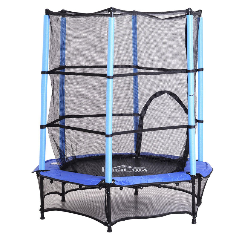 Trampolino Tappeto Elastico per Bambini Ø140x162 cm con Rete di Sicurezza Nero e Blu 