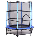 Trampolino Tappeto Elastico per Bambini Ø140x162 cm con Rete di Sicurezza Nero e Blu 