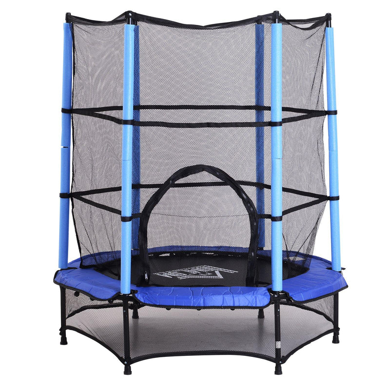 Trampolino Tappeto Elastico per Bambini Ø140x162 cm con Rete di Sicurezza Nero e Blu 