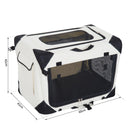 Trasportino Pieghevole per Cani e Gatti Crema nero 60x42x42 cm 