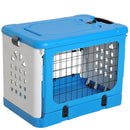Gabbia Pieghevole per Animali Domestici in Plastica e Acciaio Blu 68x46x53 cm 