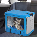 Gabbia Pieghevole per Animali Domestici in Plastica e Acciaio Blu 68x46x53 cm 