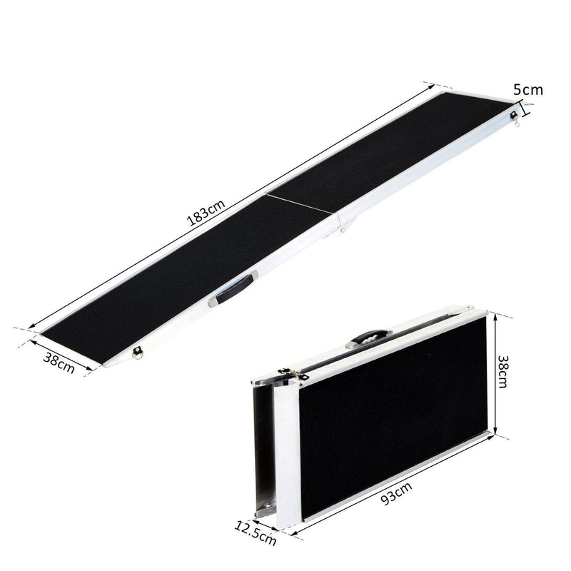 Rampa Auto per Cani Pieghevole in Lega d'Alluminio 183x38x5 cm 