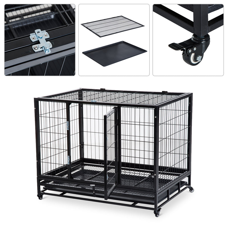 Box per Cani da Interno Esterno con Rotelle 92×62×75 cm 